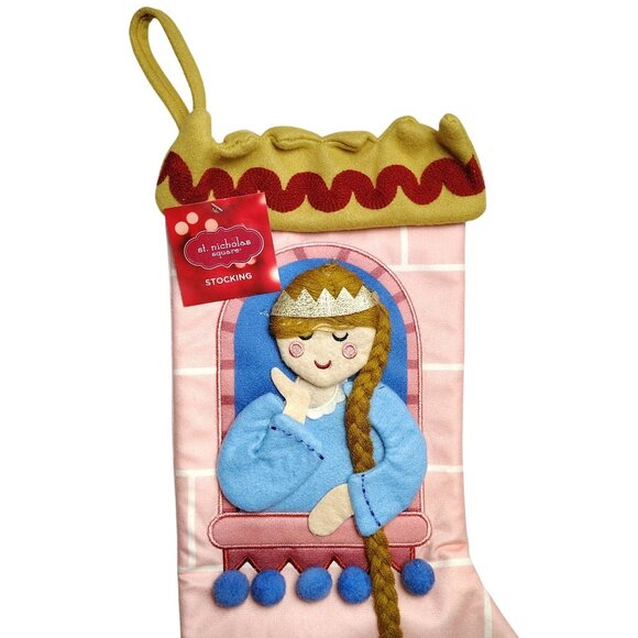 St. Nicholas Square Princess Themed Pink Christmas Stocking With Braid Detail - Picture 2 of 4